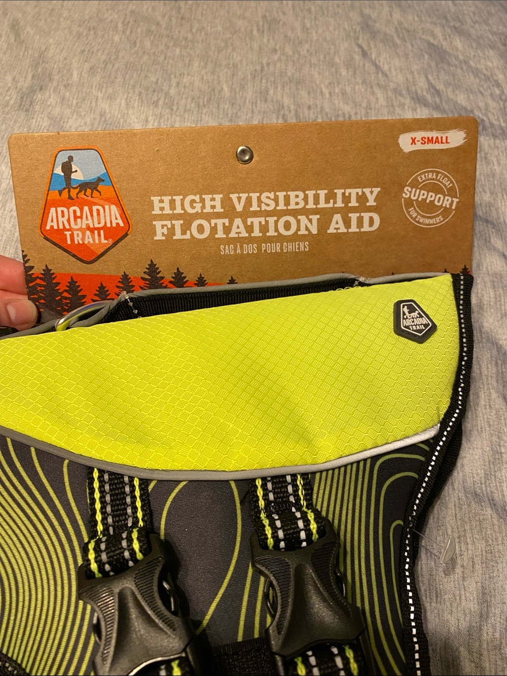 Arcadia Trail Dog Puppy Life Vest (Floatation Aid) SZ X-Small Neon Yellow NEW - Picture 2 of 7